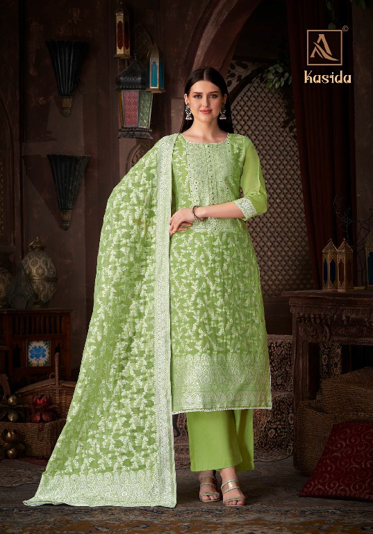 Alok Kasida Wholesale Pure Hand Weave Jacquard Designer With Hand Work Dress Material