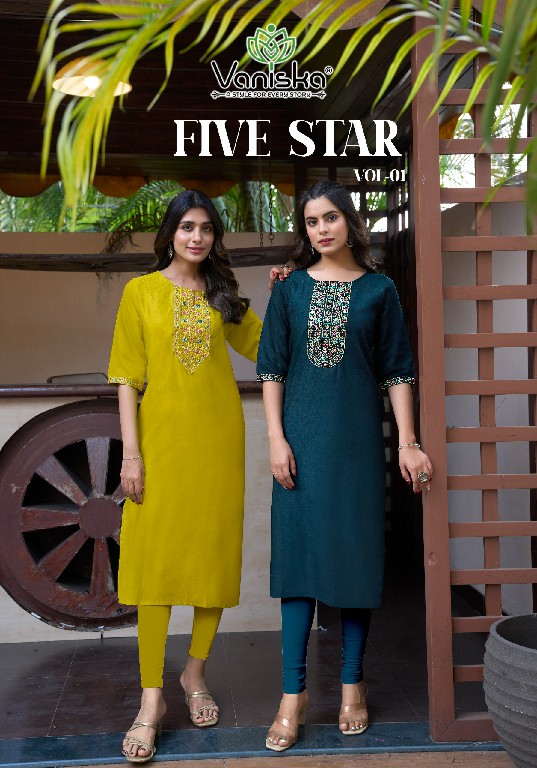 Vaniska Five Star Vol-1 Wholesale Vatican Silk Straight Long Kurtis