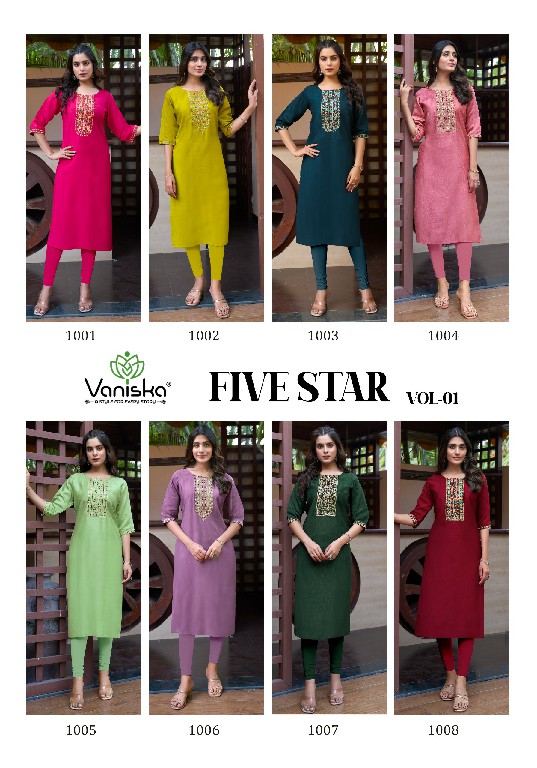 Vaniska Five Star Vol-1 Wholesale Vatican Silk Straight Long Kurtis