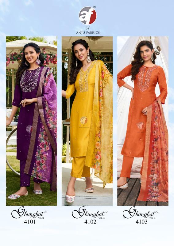 anju fab ghunghat vol 12 dola silk readymade exclusive big size suit for womens