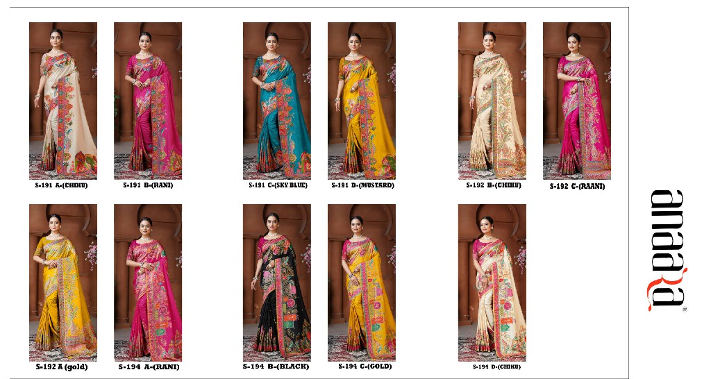 Anaara By Tathastu 191A to 191D 192A to 192D And 194A to 194D Series Designer Sarees