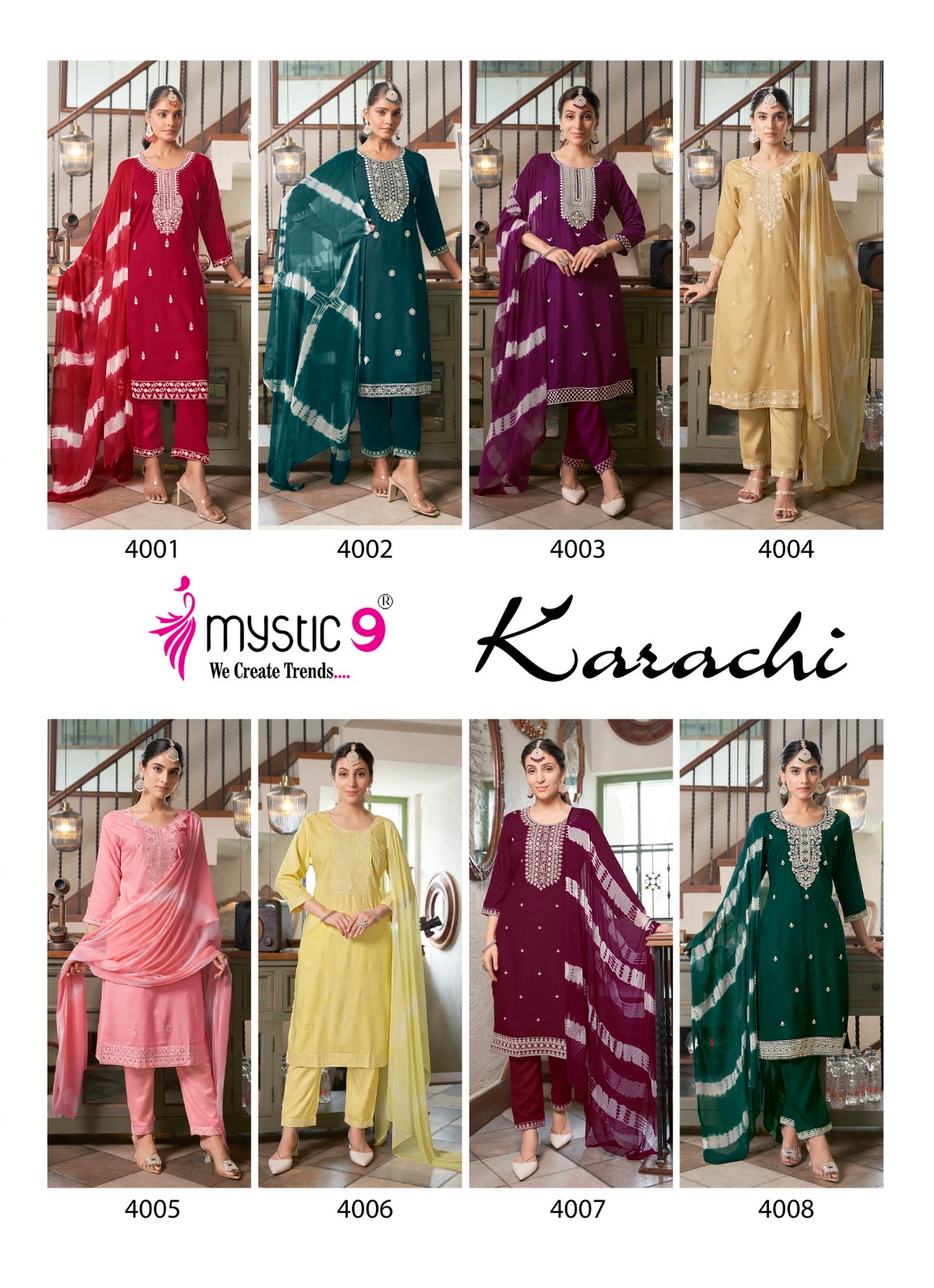 MYSTIC 9 BY KARACHI VOL 4 LUCKNOWI STYLE EMBROIDERY READYMADE SALWAR KAMEEZ