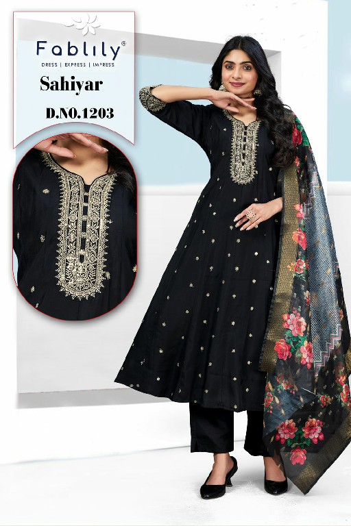 Fablily Sahiyar Wholesale Pure Silk With Embroidery Work 3 Piece Suits Combo