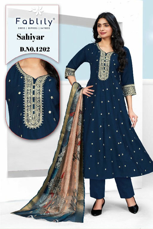 Fablily Sahiyar Wholesale Pure Silk With Embroidery Work 3 Piece Suits Combo