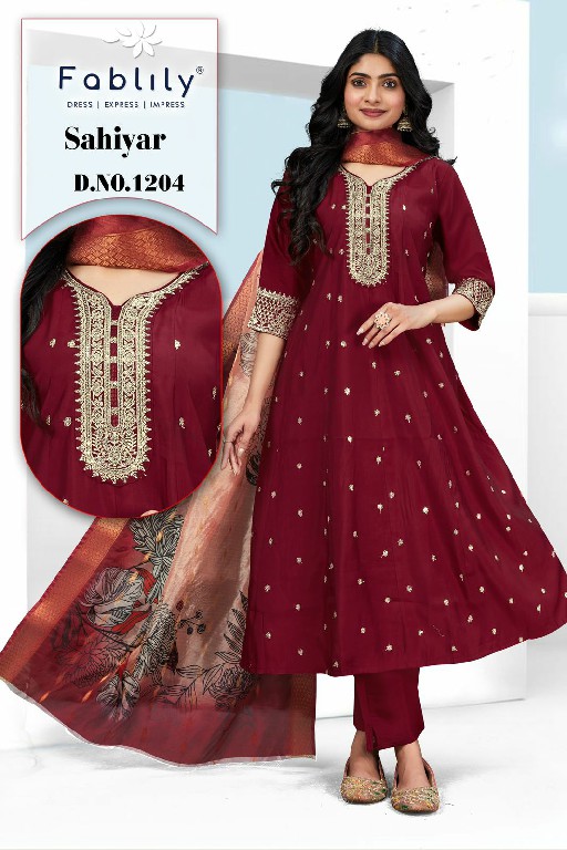 Fablily Sahiyar Wholesale Pure Silk With Embroidery Work 3 Piece Suits Combo