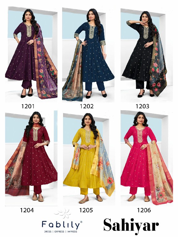 Fablily Sahiyar Wholesale Pure Silk With Embroidery Work 3 Piece Suits Combo