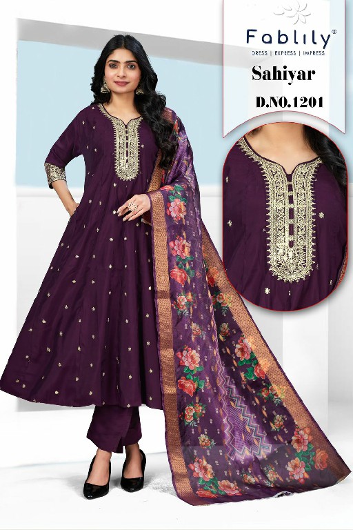 Fablily Sahiyar Wholesale Pure Silk With Embroidery Work 3 Piece Suits Combo