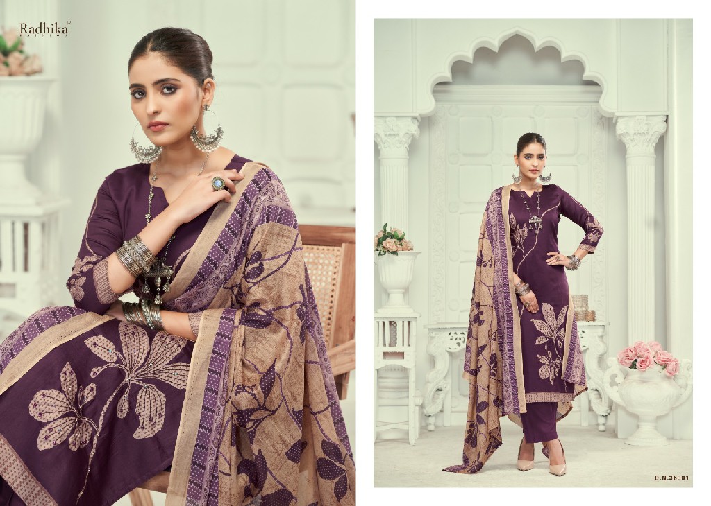 Radhika Azara Jivika Vol-3 Wholesale Pure Heavy Zam Cotton With Work Dress Material