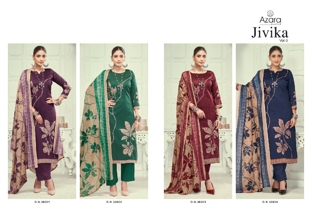 Radhika Azara Jivika Vol-3 Wholesale Pure Heavy Zam Cotton With Work Dress Material