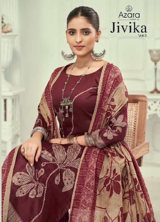 Radhika Azara Jivika Vol-3 Wholesale Pure Heavy Zam Cotton With Work Dress Material