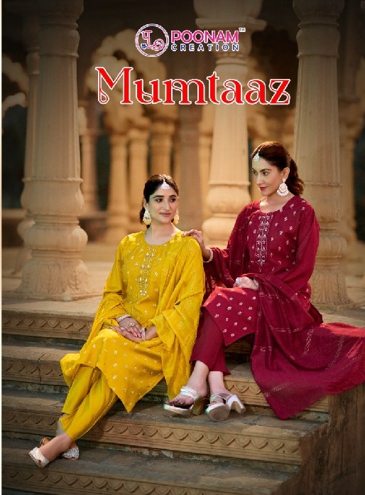 Poonam Mumtaaz Wholesale Heavy Roman Silk 3 Piece Salwar Suits