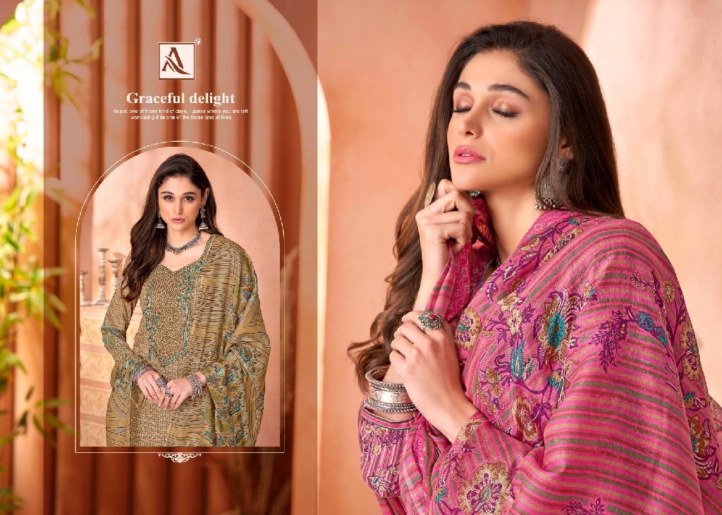Alok Mani Wholesale Pure Cambric Cotton Fancy Print With Fancy Embroidery Work Dress Material