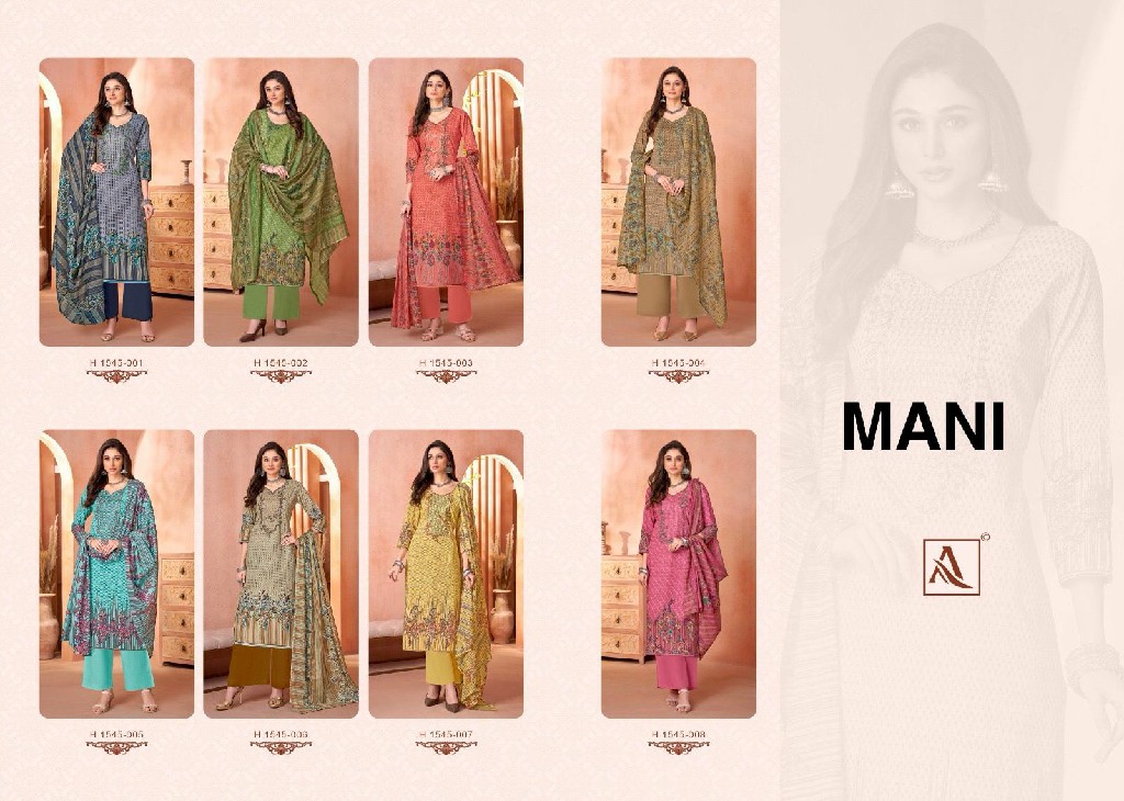 Alok Mani Wholesale Pure Cambric Cotton Fancy Print With Fancy Embroidery Work Dress Material
