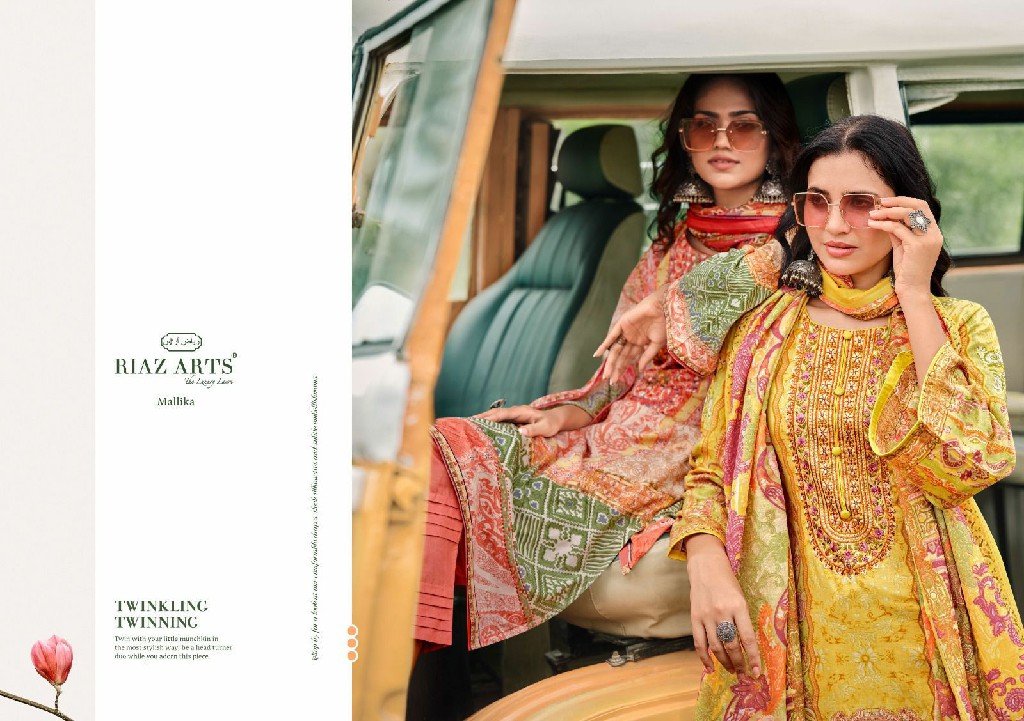 Riaz Arts Mallika Wholesale Pure Karachi Lawn With Work Dress Material