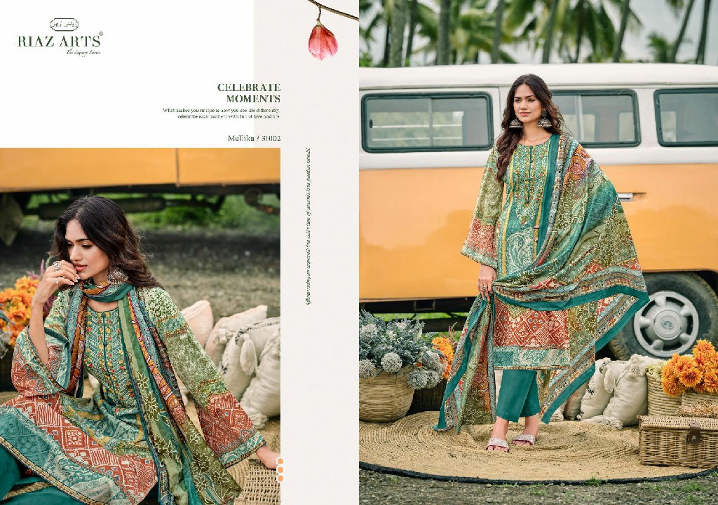 Riaz Arts Mallika Wholesale Pure Karachi Lawn With Work Dress Material