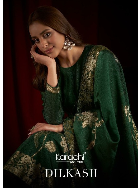 karachi prints dilkash silk woven jacquard attractive 3pcs dress supplier