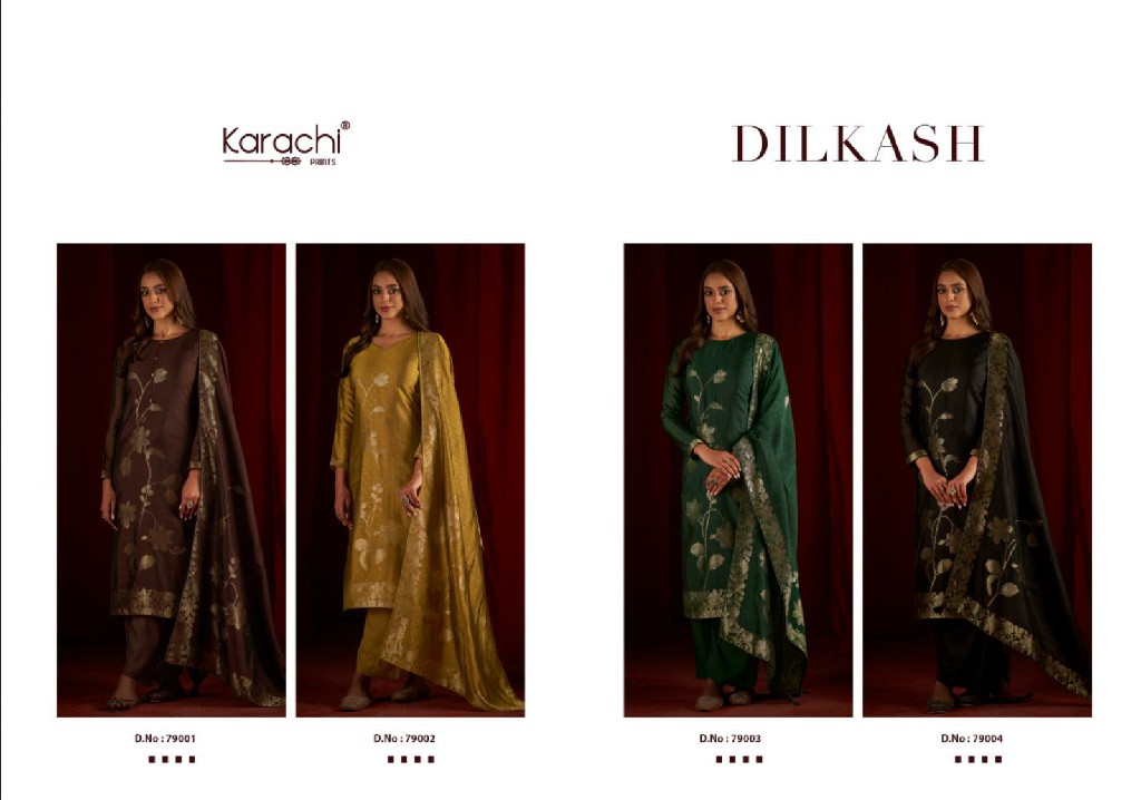 karachi prints dilkash silk woven jacquard attractive 3pcs dress supplier