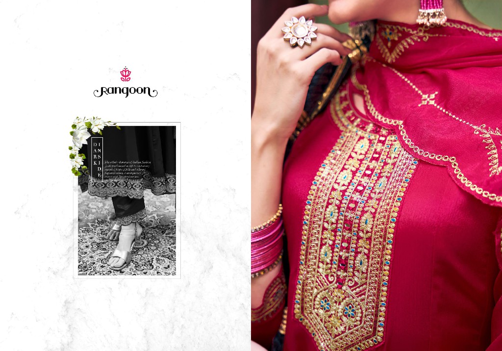 Rangoon Tarang Wholesale Chinon Silk Anarkali Top With Pant And Dupatta