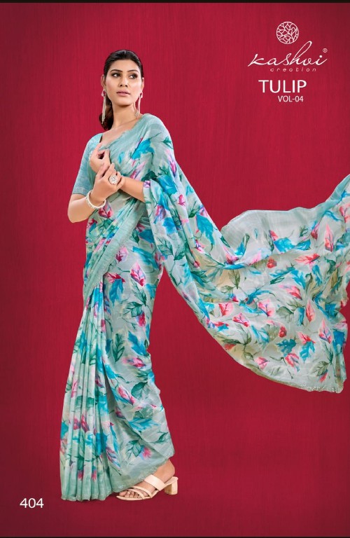 Kashvi Tulip Vol-4 Wholesale PC Rimzim With Cutwork Ethnic Sarees