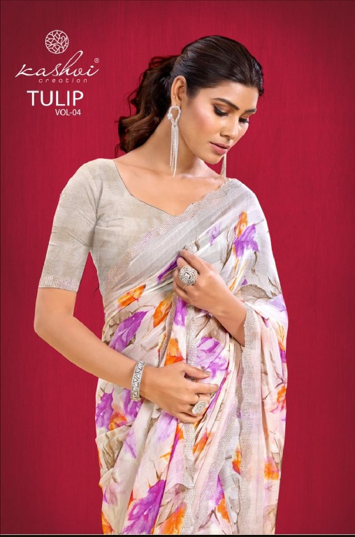 Kashvi Tulip Vol-4 Wholesale PC Rimzim With Cutwork Ethnic Sarees