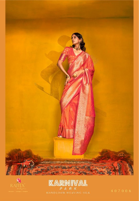 Rajtex Karnival Park Wholesale Two Tone Handloom Weaving Silk Party Wear Sarees