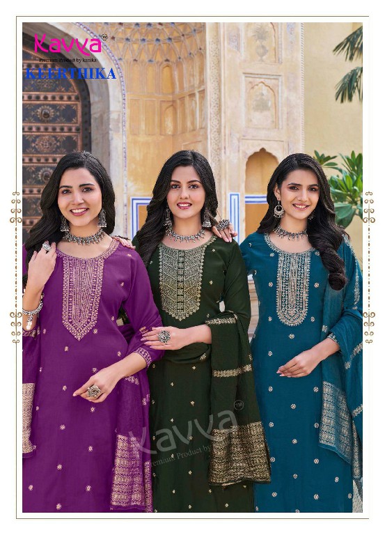 Kavya Keerthika Vol-1 Wholesale Readymade 3 Piece Straight Salwar Suits