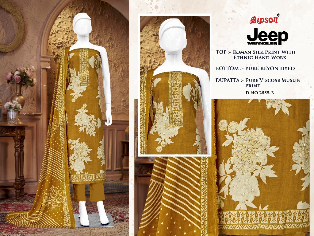 BIPSON JEEP WRANGLAR 2858 WHOLESALE ROMAN SILK WITH WORK DRESS MATERIAL