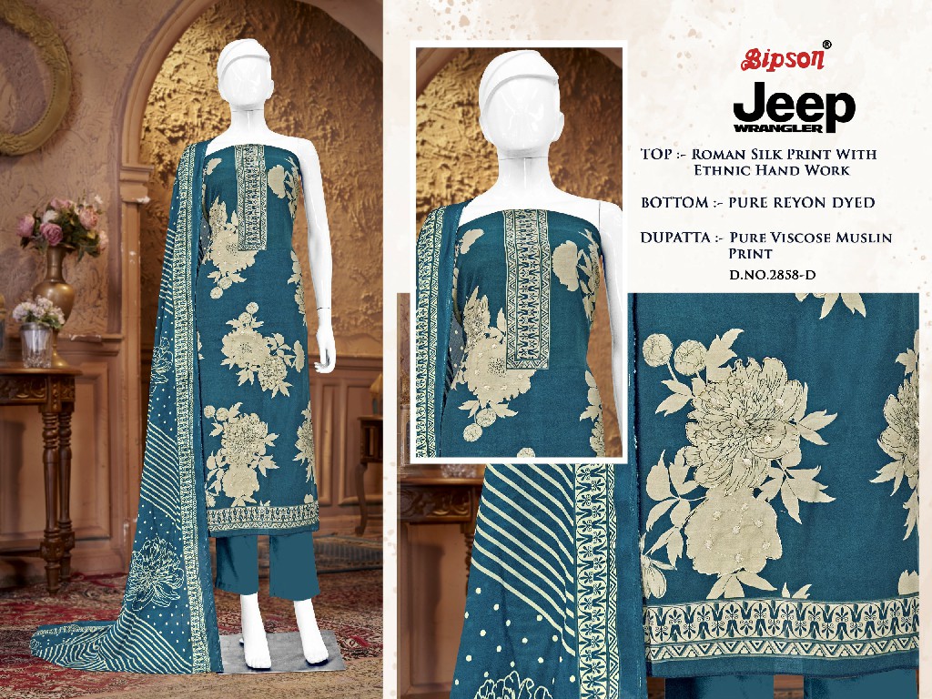 BIPSON JEEP WRANGLAR 2858 WHOLESALE ROMAN SILK WITH WORK DRESS MATERIAL