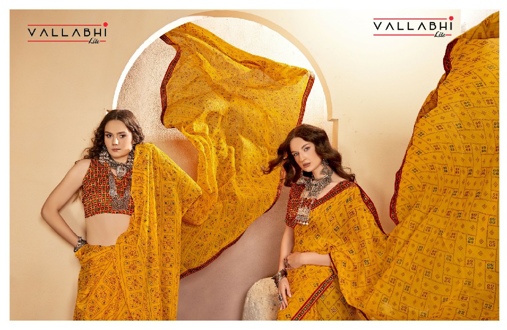 Vallabhi Dhuri Wholesale Bandhani Print With Lace Border Sarees