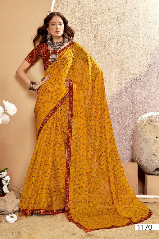 Vallabhi Dhuri Wholesale Bandhani Print With Lace Border Sarees