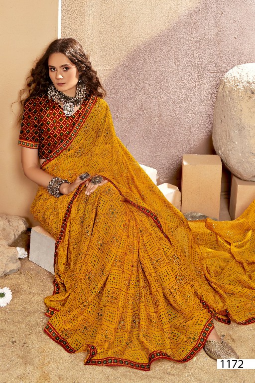 Vallabhi Dhuri Wholesale Bandhani Print With Lace Border Sarees