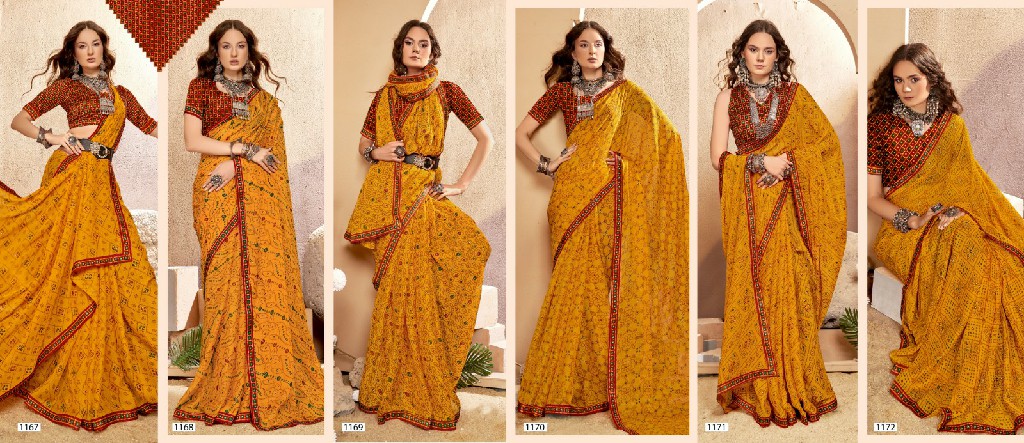 Vallabhi Dhuri Wholesale Bandhani Print With Lace Border Sarees