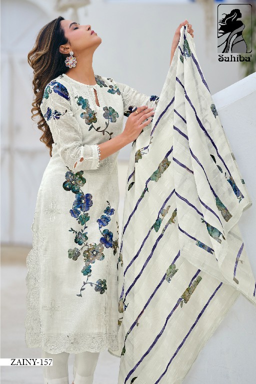 Sahiba Zainy Wholesale Pure Linen With Embroidery Work Salwar Suits