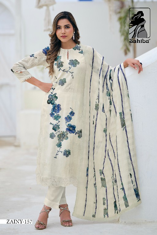 Sahiba Zainy Wholesale Pure Linen With Embroidery Work Salwar Suits