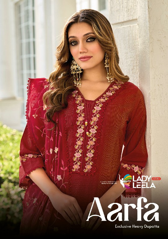 Lady Leela Aarfa Wholesale Embroidery And Handwork Top With Pant And Dupatta