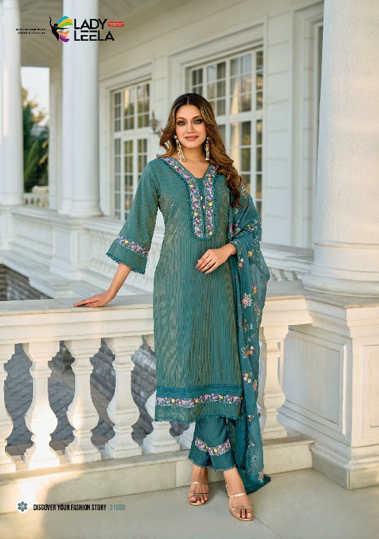 Lady Leela Aarfa Wholesale Embroidery And Handwork Top With Pant And Dupatta