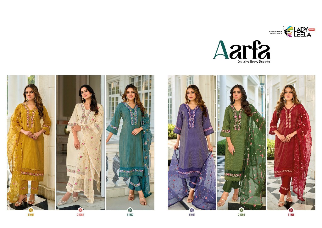Lady Leela Aarfa Wholesale Embroidery And Handwork Top With Pant And Dupatta