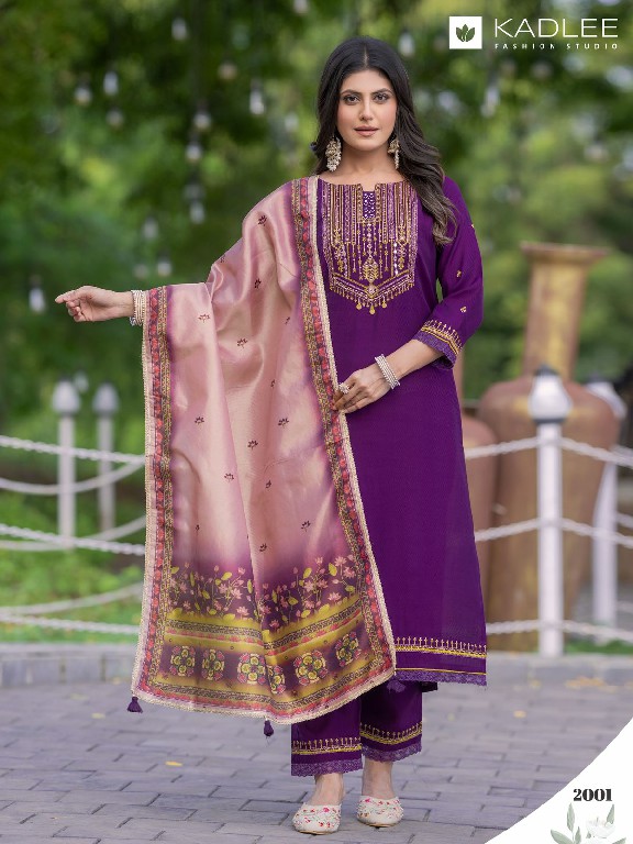 Kadlee Nirvana Wholesale Viscose Weaving Kurti With Pant And Dupatta