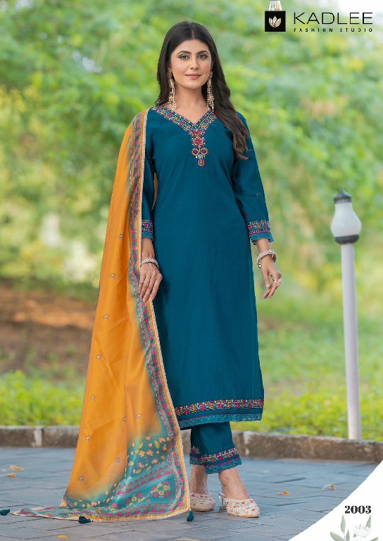 Kadlee Nirvana Wholesale Viscose Weaving Kurti With Pant And Dupatta