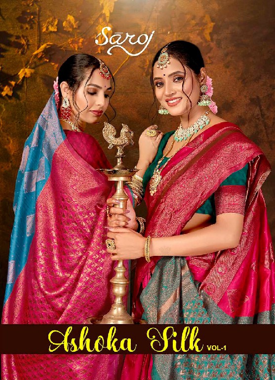 Saroj Ashoka Silk Vol-1 Wholesale Soft Silk Contrast Rich Pallu Sarees