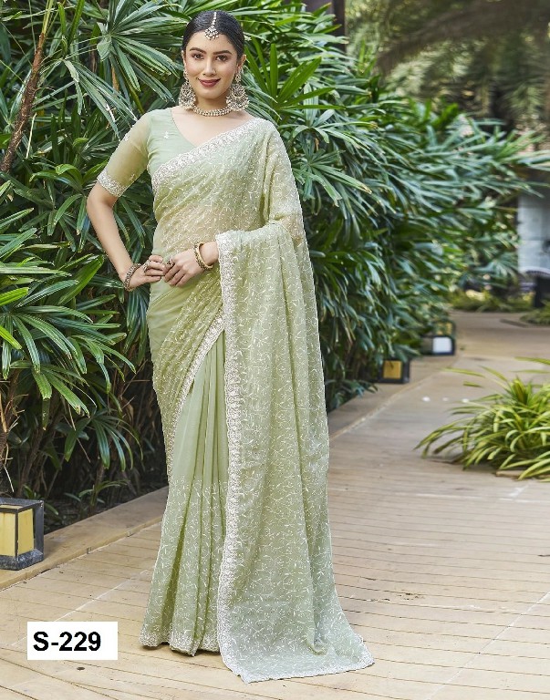 C And L D.no S-221 To S-229 Wholesale Shimmer Fabrics Function Sarees
