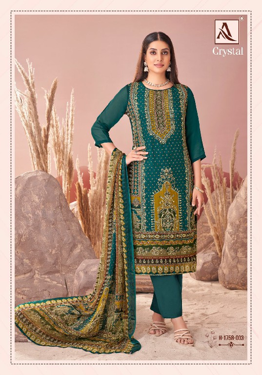 Alok Crystal Wholesale Pure Viscose Organza With Fancy Hand Work Dress Material