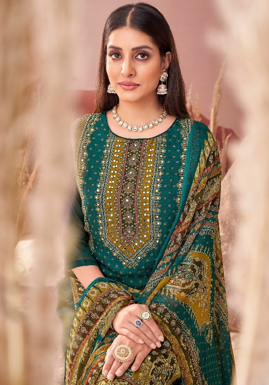 Alok Crystal Wholesale Pure Viscose Organza With Fancy Hand Work Dress Material