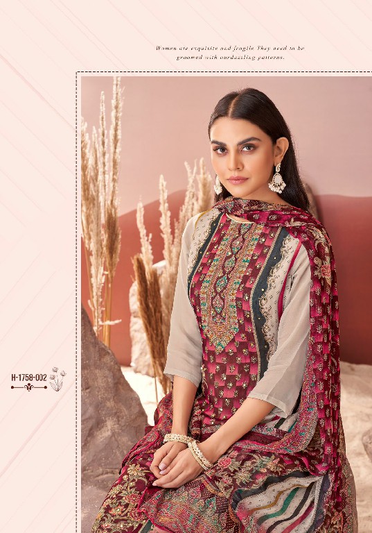 Alok Crystal Wholesale Pure Viscose Organza With Fancy Hand Work Dress Material