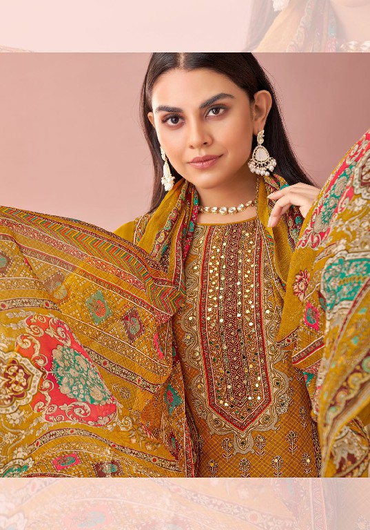 Alok Crystal Wholesale Pure Viscose Organza With Fancy Hand Work Dress Material