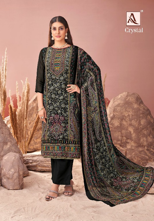 Alok Crystal Wholesale Pure Viscose Organza With Fancy Hand Work Dress Material