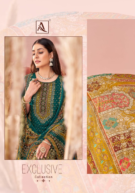 Alok Crystal Wholesale Pure Viscose Organza With Fancy Hand Work Dress Material