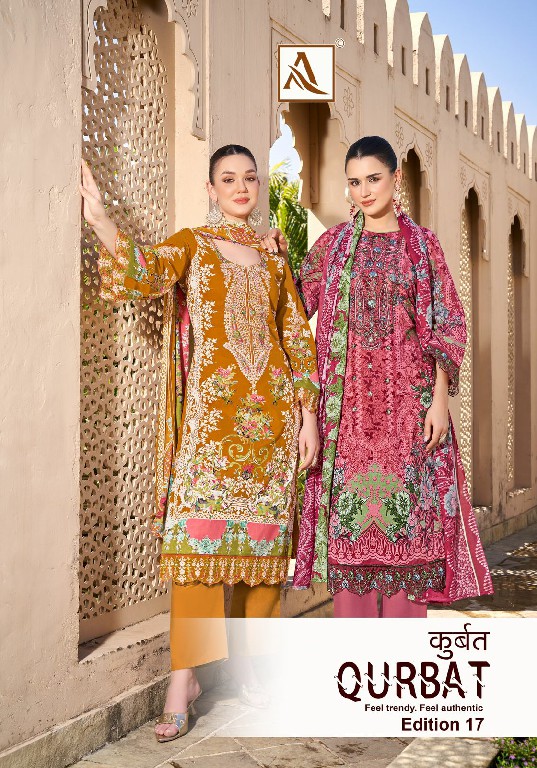 Alok Qurbat Vol-17 Wholesale Zam Cotton With Work Dress Material