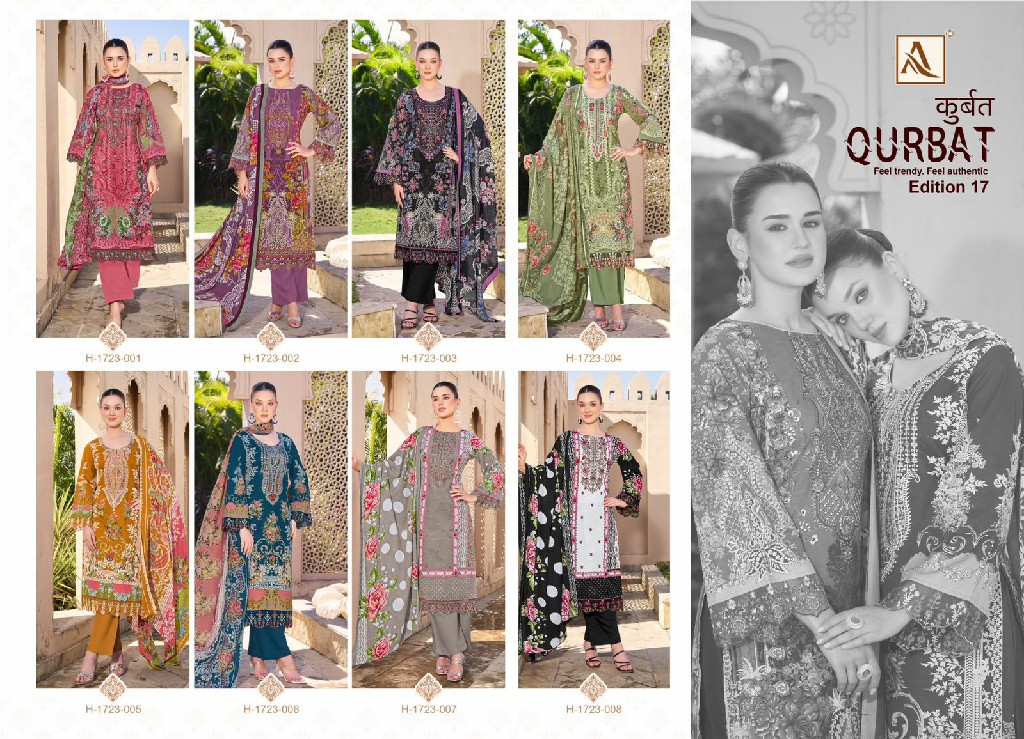 Alok Qurbat Vol-17 Wholesale Zam Cotton With Work Dress Material