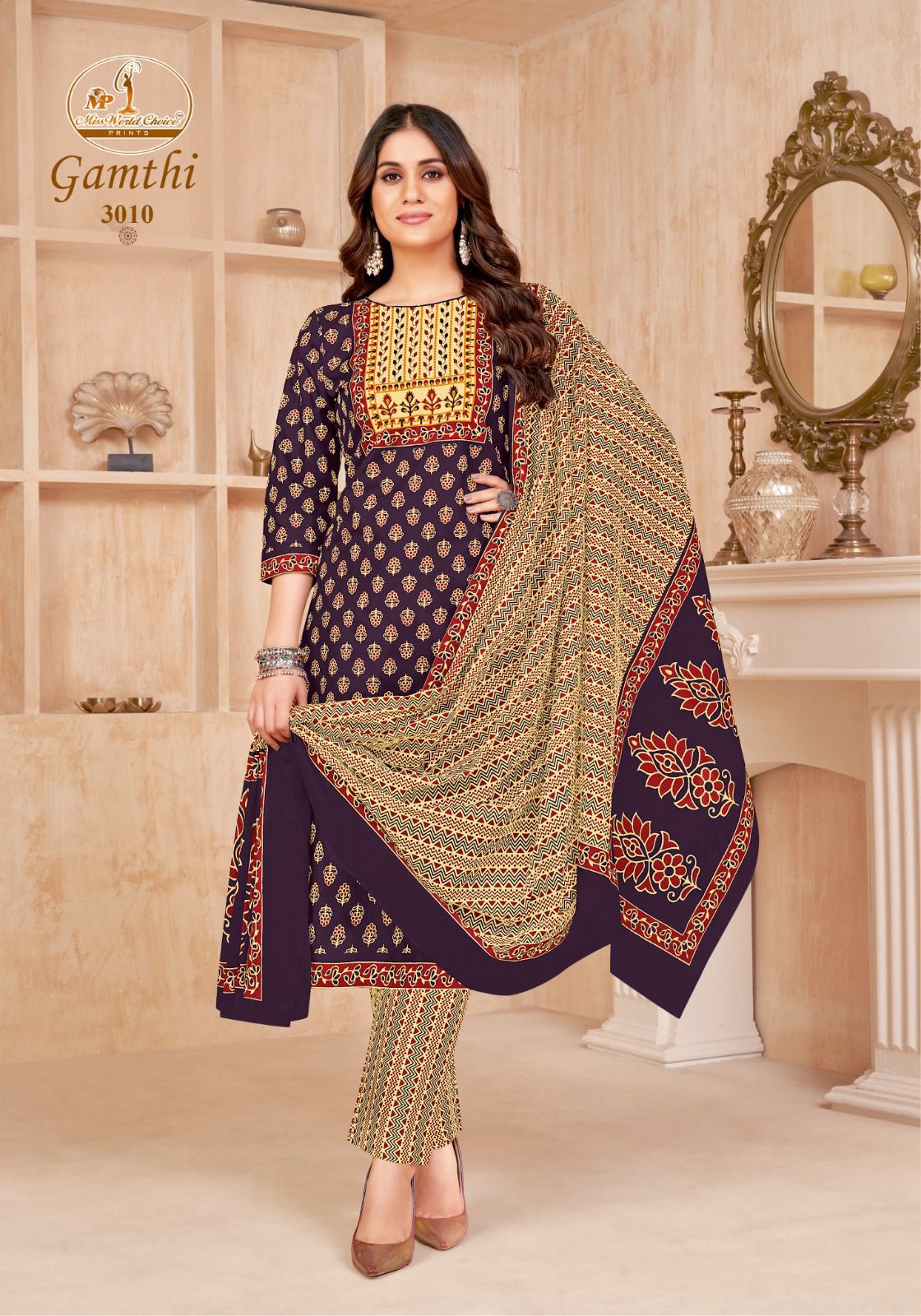 Miss World Gamthi Vol-3 Wholesale Pure Cotton Printed Dress Material